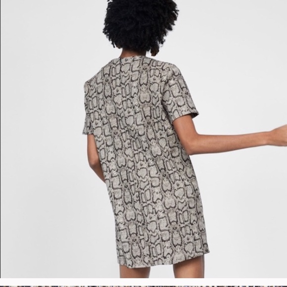 NWT Zara Snakeskin Jacquard Print Dress - Picture 4 of 8